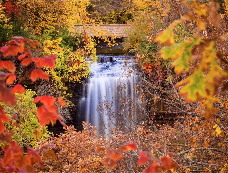 Leaf-peep at Minnehaha Falls
