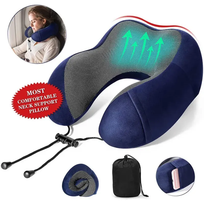Memory Foam Travel Pillow With Snap Closure