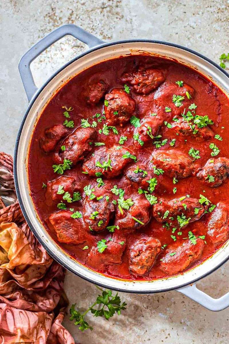 Soutzoukakia (Greek-Spiced Meatballs in Tomato Sauce)