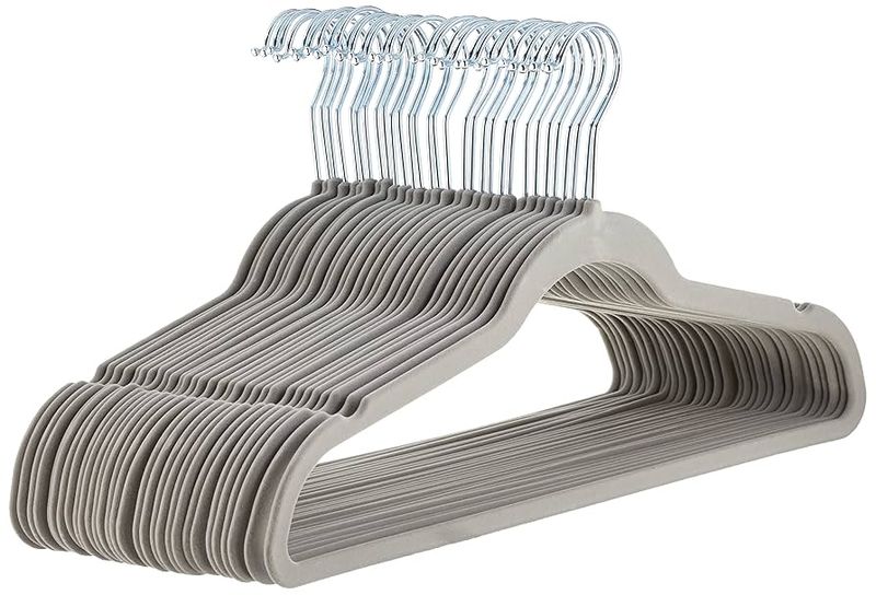 AmazonBasics Slim Velvet Non‑Slip Hangers (50‑Pack)