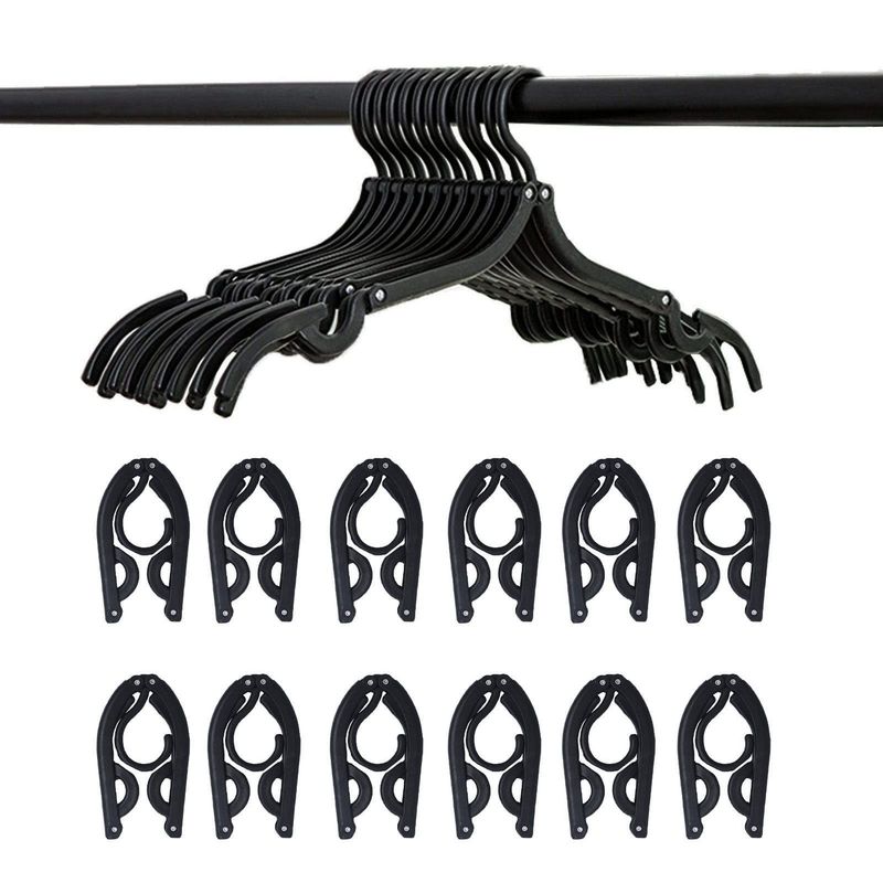 Indistar 12 Pcs Black Travel Hangers
