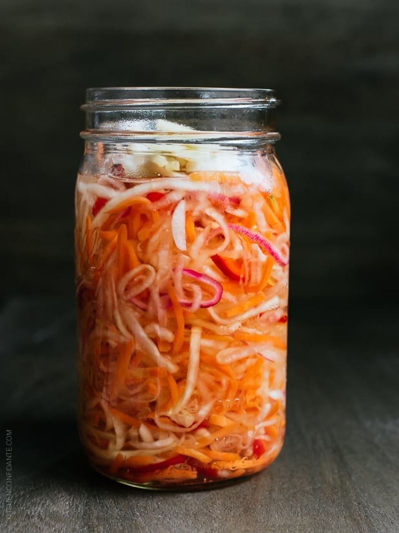 Pickled Papaya (Atchara) with Fried Foods