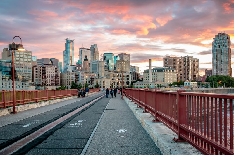 Walk the Stone Arch Bridge and explore Mill Ruins Park + Water Works