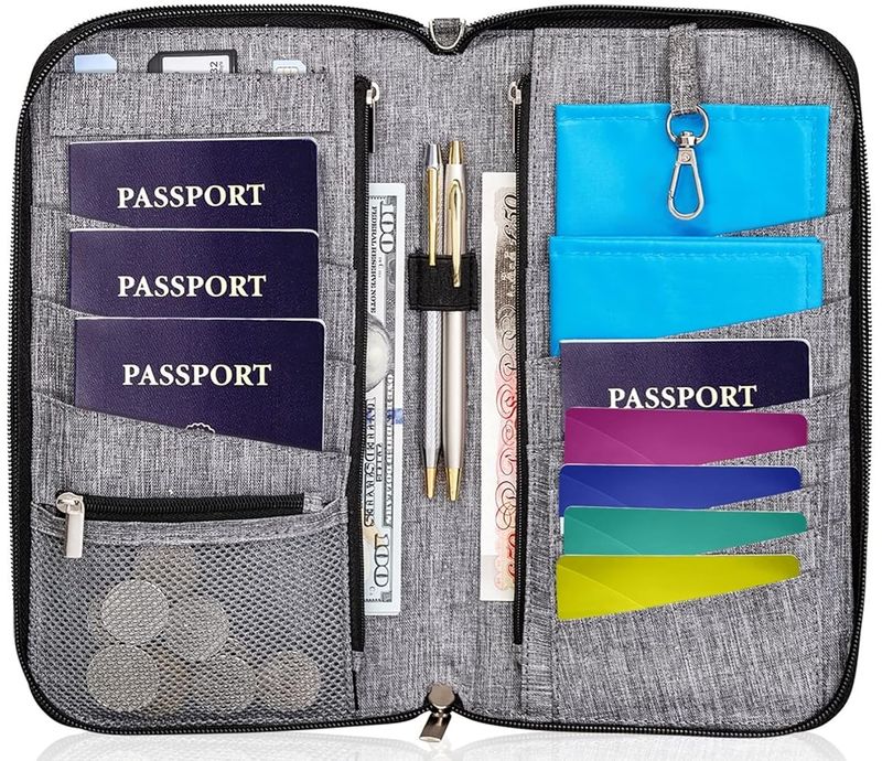Zippered RFID Travel Document Organizer