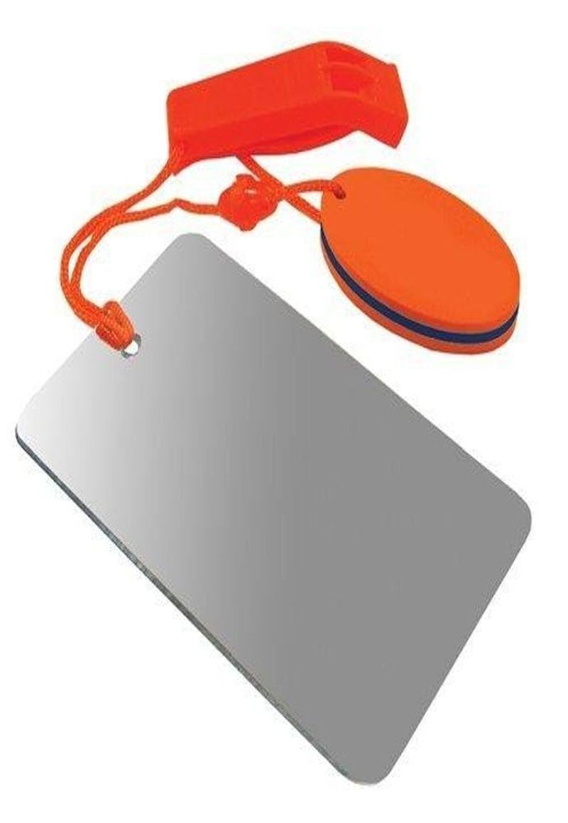 Whistle and signal mirror