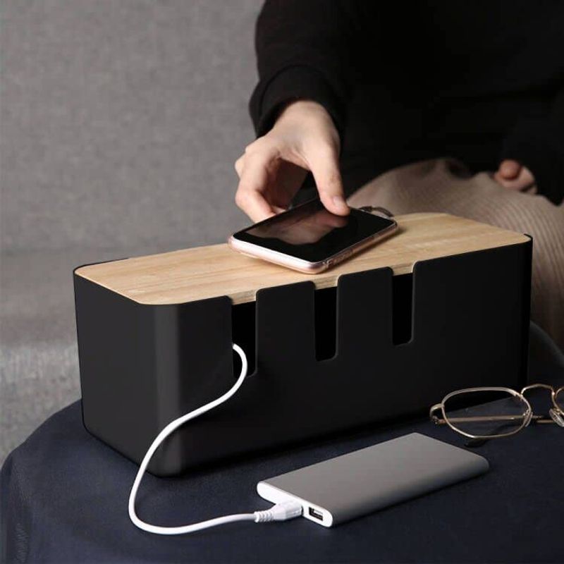 Cable Management Box with Charger Hub