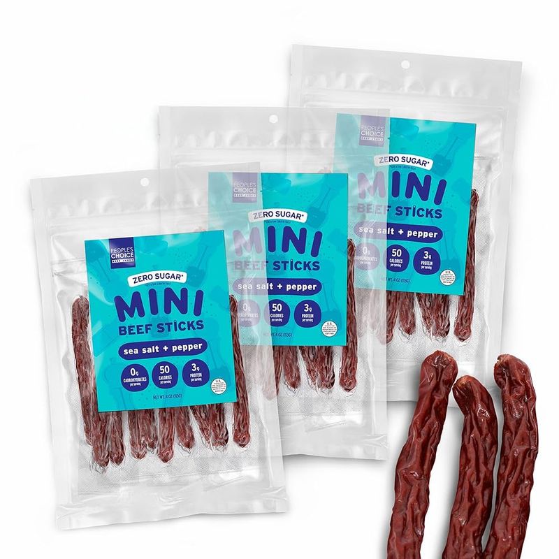 Lower-sodium jerky or meat sticks
