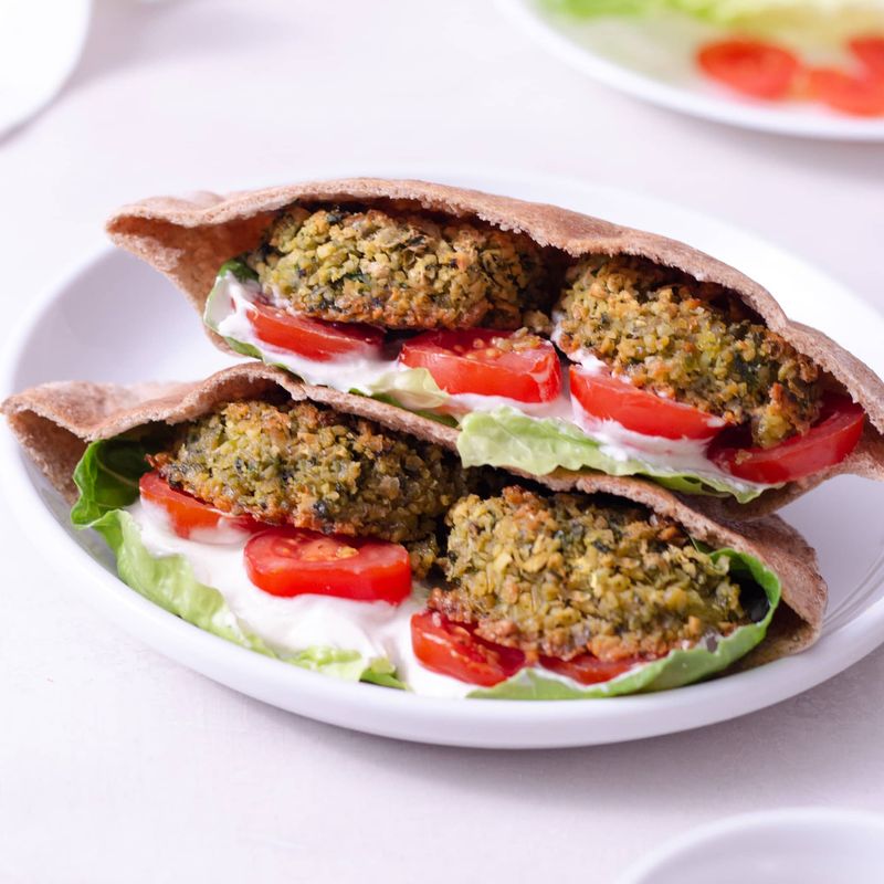 Baked Falafel with Tahini Yogurt Sauce