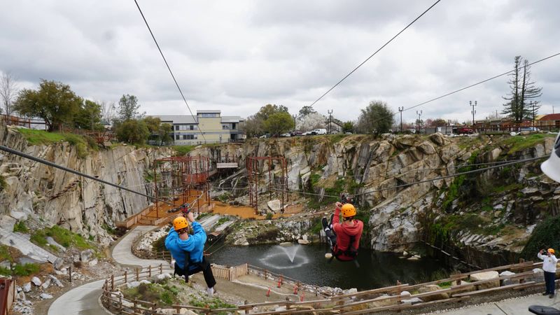 Race on side-by-side ziplines