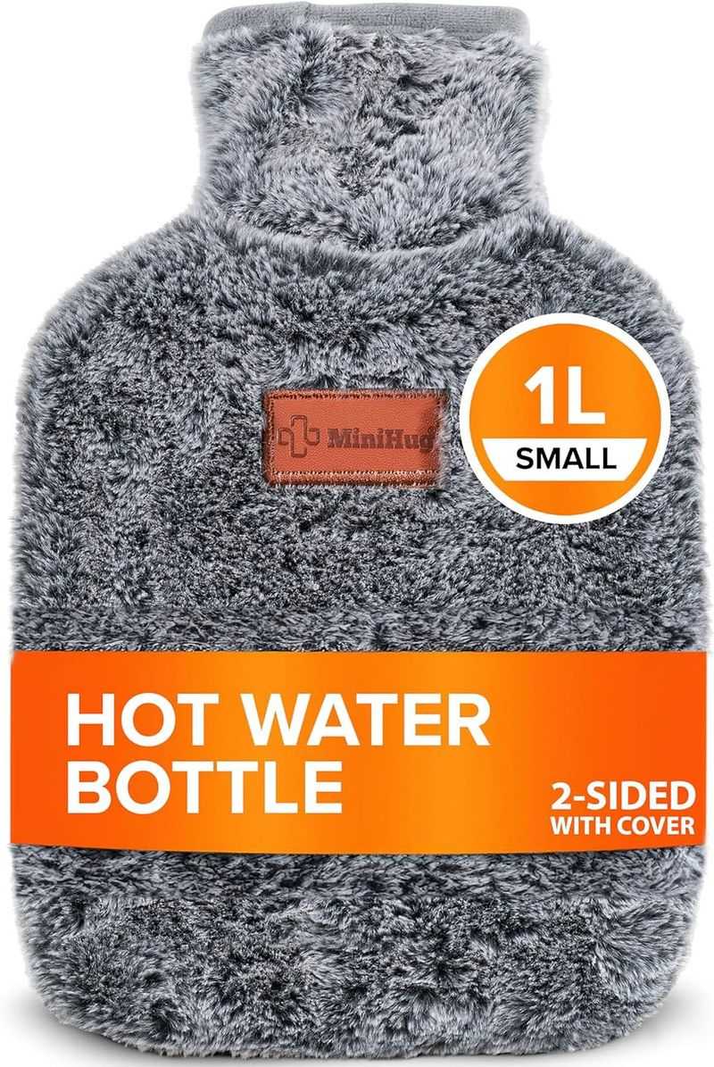 HeatHug 1 L Small Hot Water Bottle with Plush Cover