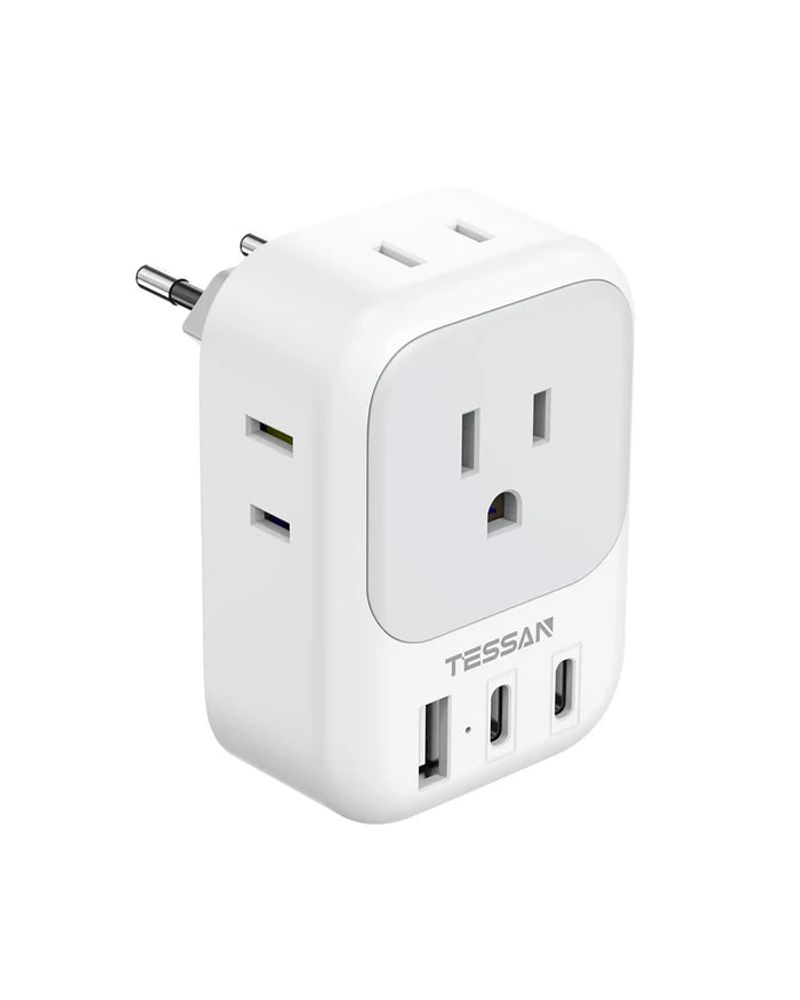 TA‑105 European Plug Adapter (TESSAN 2-Pack)