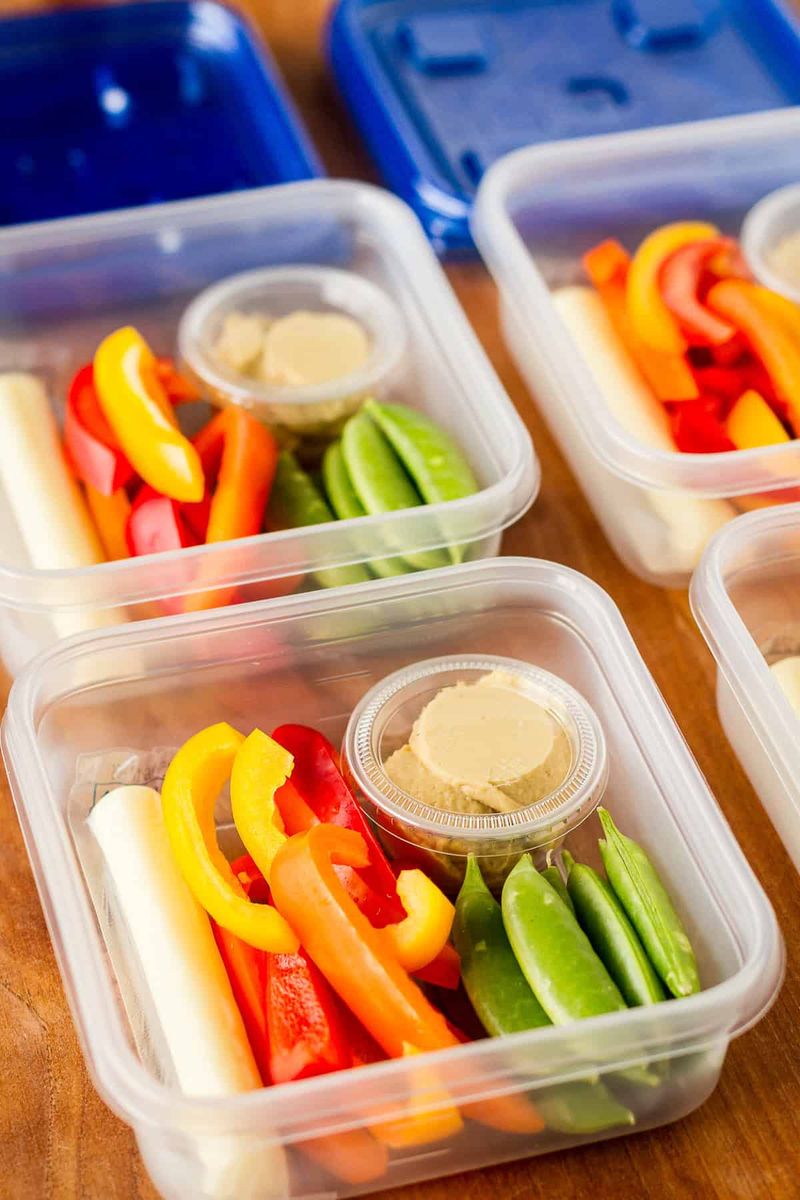 Cut veggies with hummus