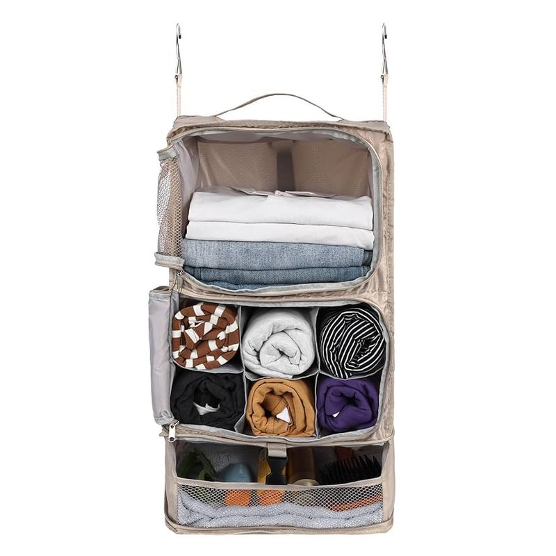 Hanging “Shelves” You Lift Straight into the Suitcase