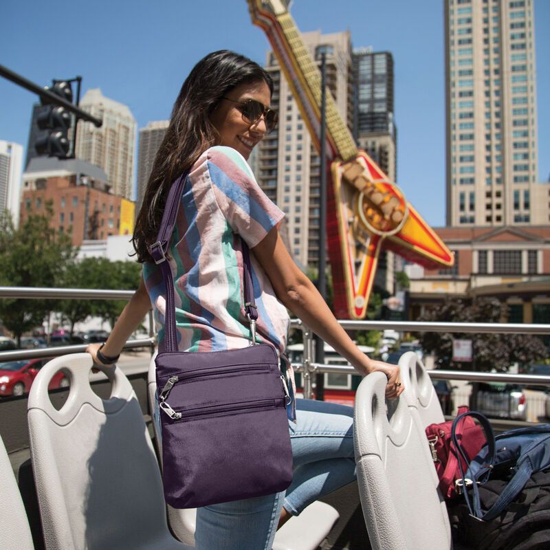 Travelon Anti-Theft Classic Slim Double Zip Crossbody Bag