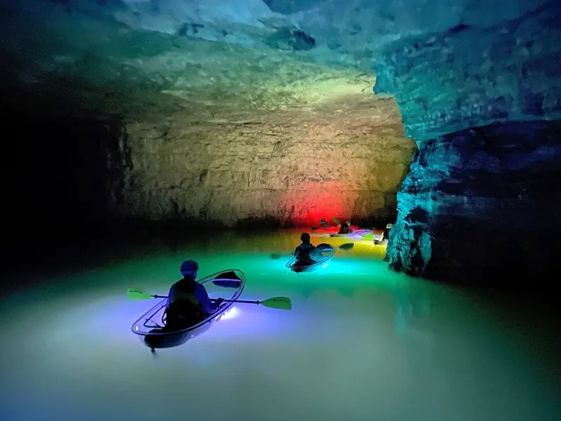 Underground Glow Kayaking in a Flooded Kentucky Mine