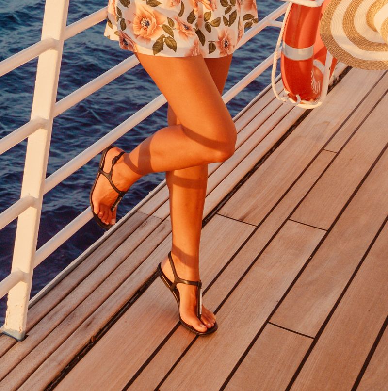 Deck-friendly sandals or boat shoes with grip