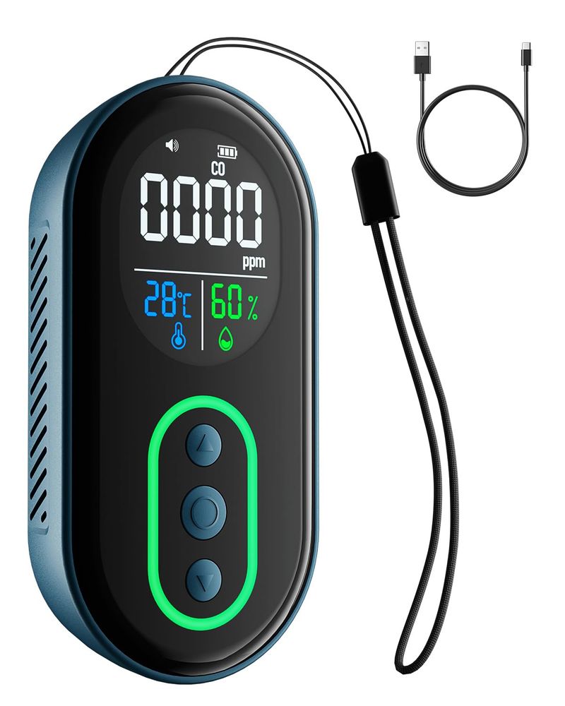 Portable carbon monoxide (CO) detector for hotels/rentals