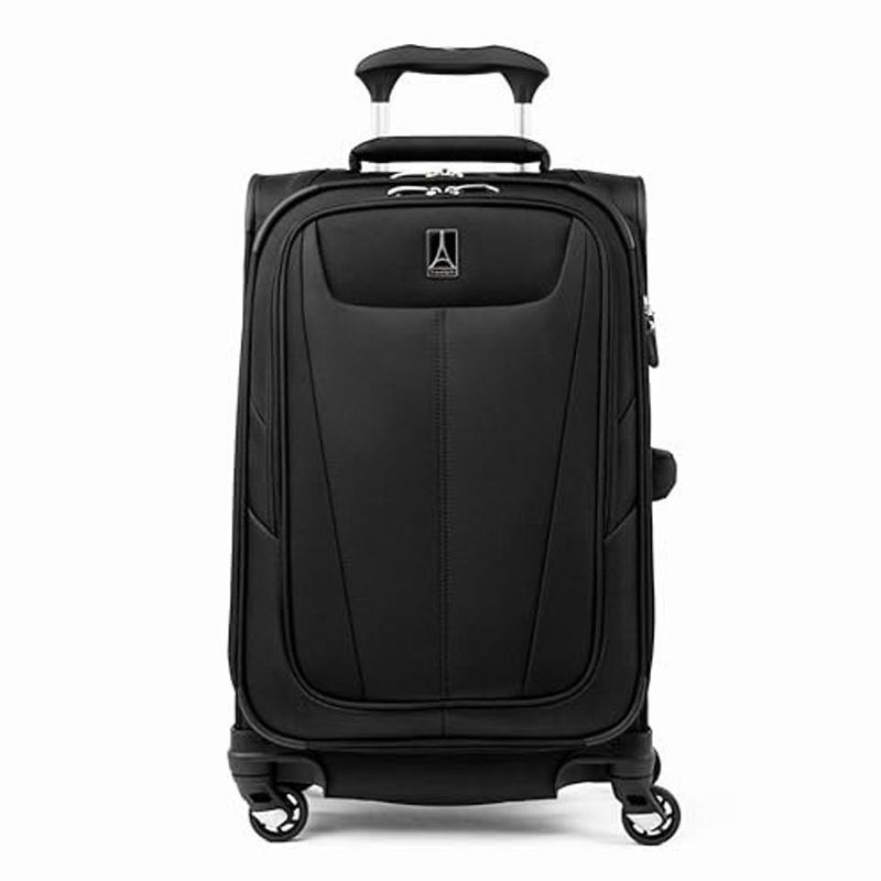 Lightweight, 4-wheel “spinner” suitcase (with top + side handles)