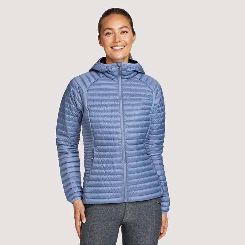 Eddie Bauer MicroTherm 2.0 — trim 800-fill down with travel-ready shell