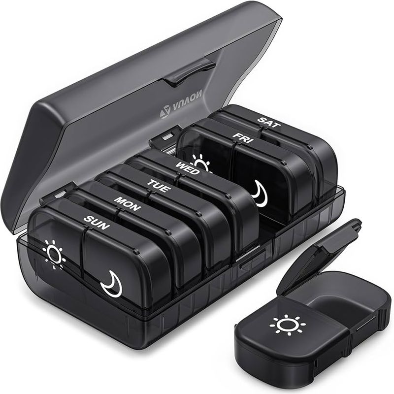 AUVON Large Weekly Pill Box with Easy-Open Lids