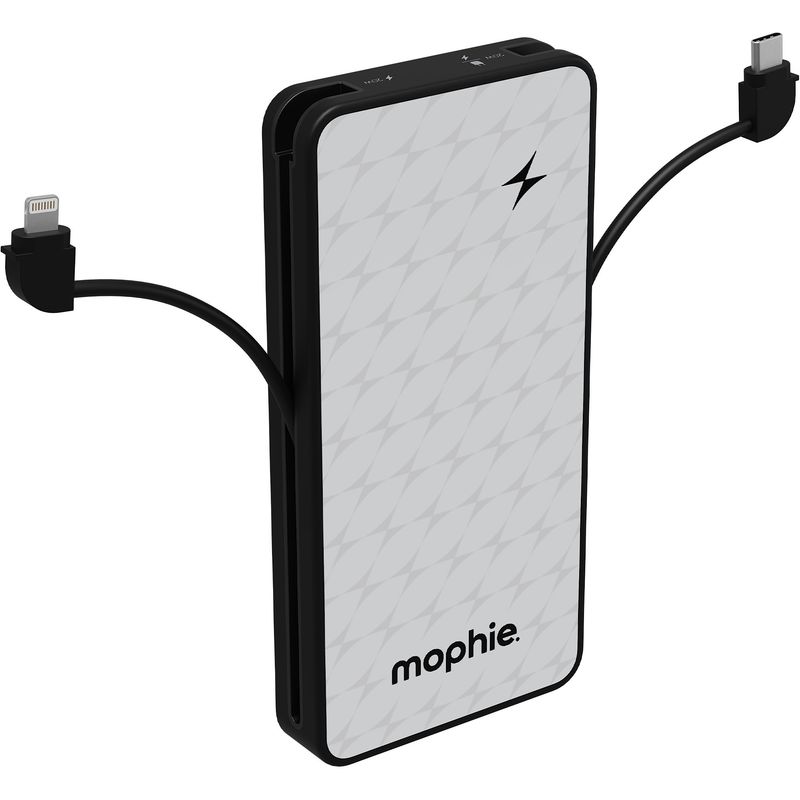 BEST PORTABLE CHARGER: Mophie Powerstation Plus 10K Power Bank with Integrated Cables (30W)