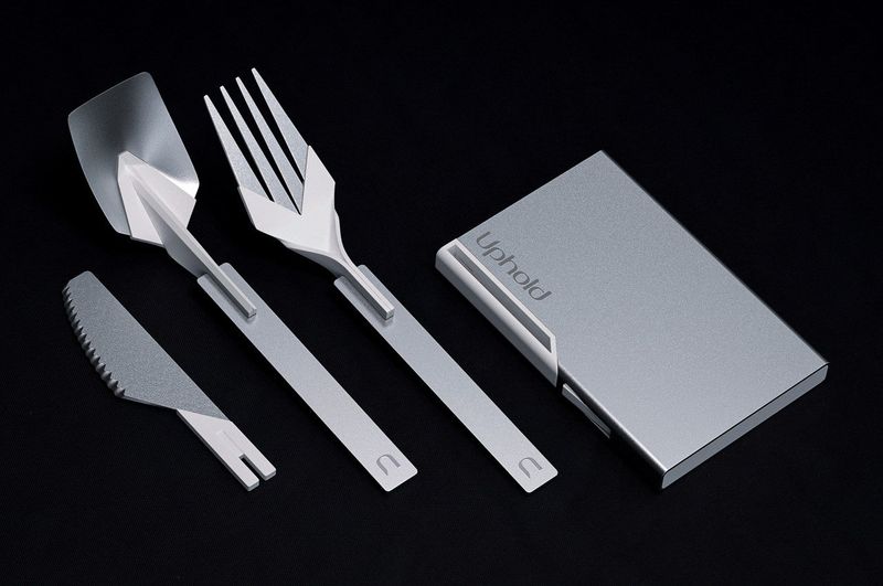 Flat reusable cutlery card