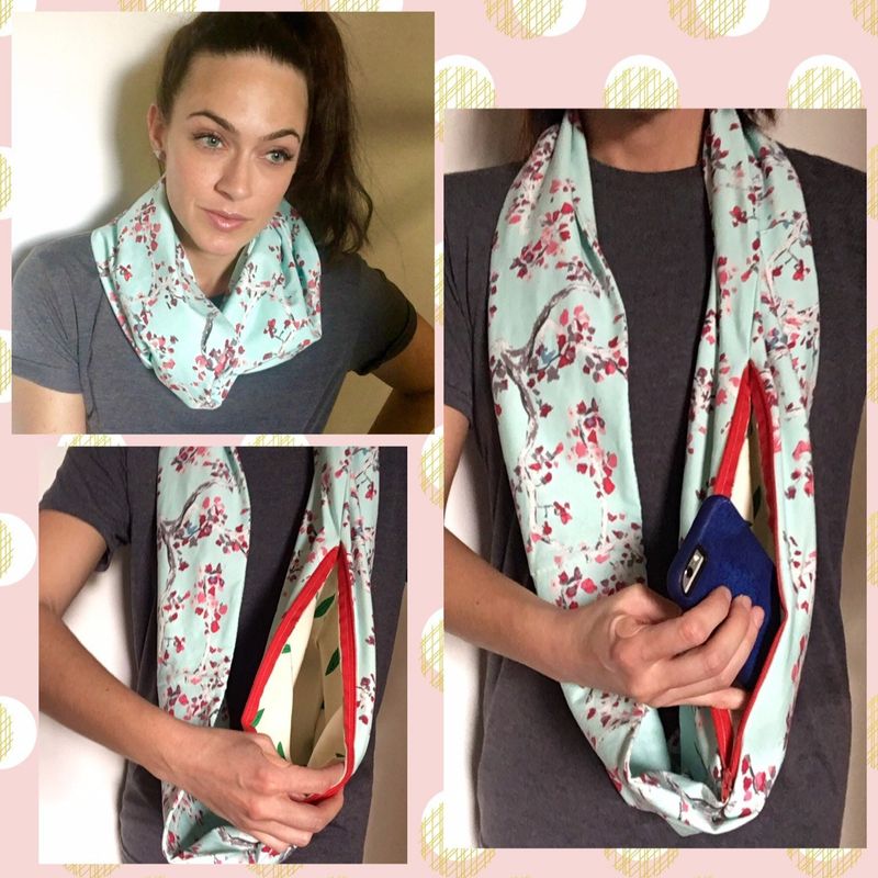 TwoYek Infinity Scarf with Dual Zipper Pockets