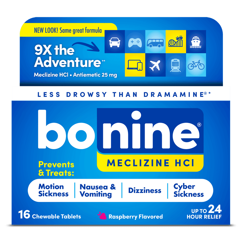 First-gen antihistamines (OTC): meclizine or dimenhydrinate
