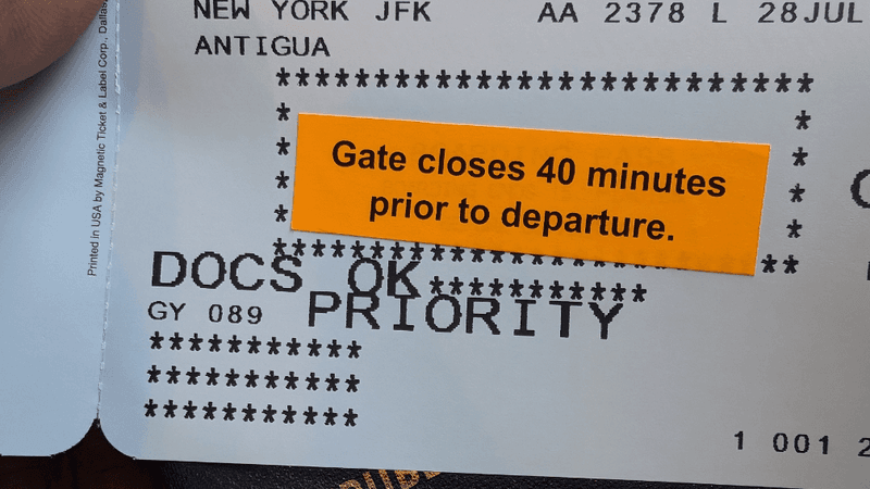 You cut it too close to the gate time printed on your pass