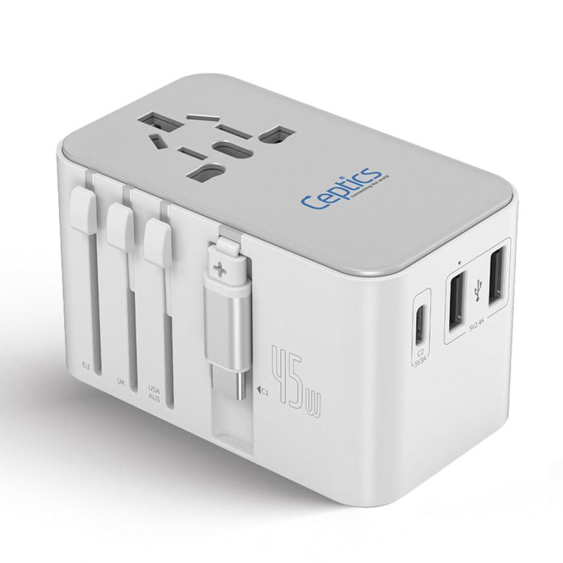 Universal travel adapter (with USB-C ports)
