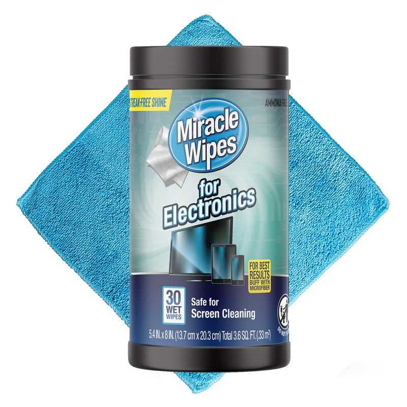 Screen-safe cleaning wipes + microfiber