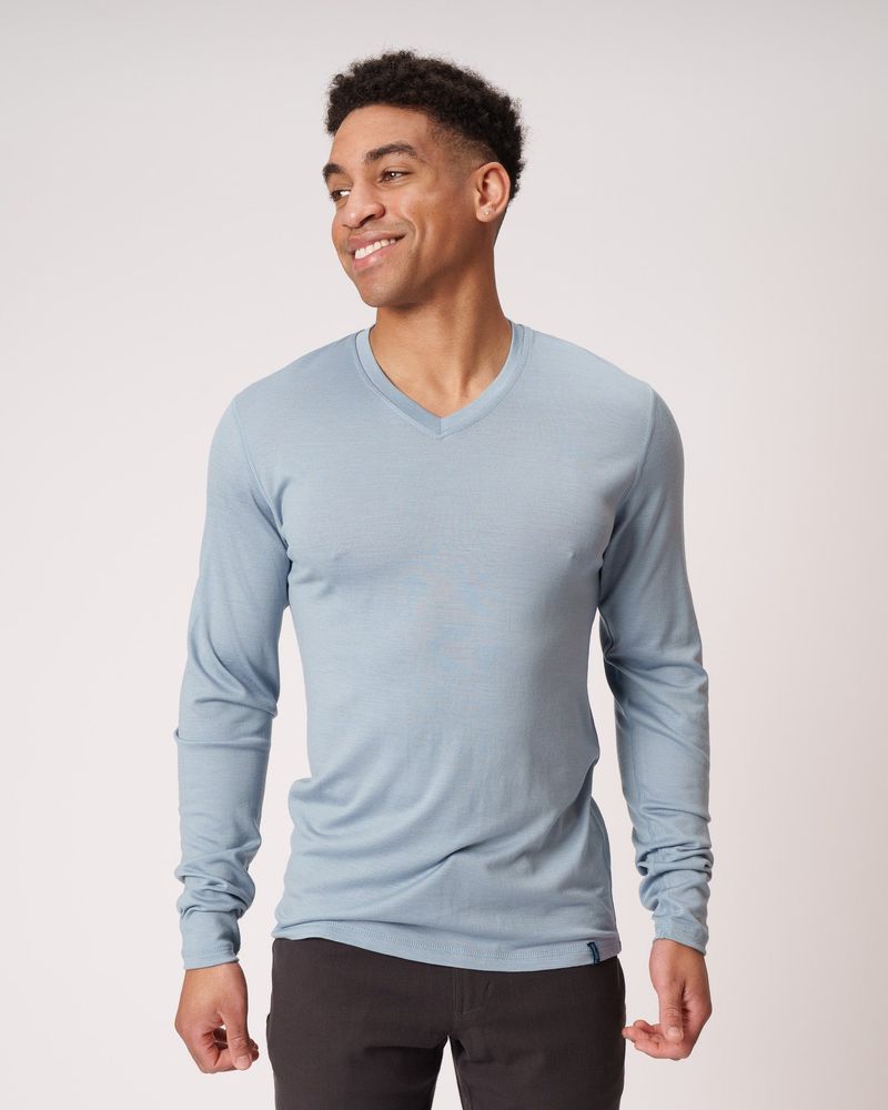 Woolly Clothing Merino Wool Long Sleeve V‑Neck Shirt