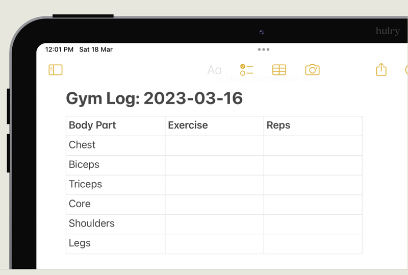 A Training Log (Notes App Counts)