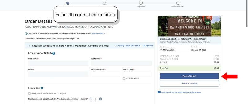 Hut Reservation Confirmation