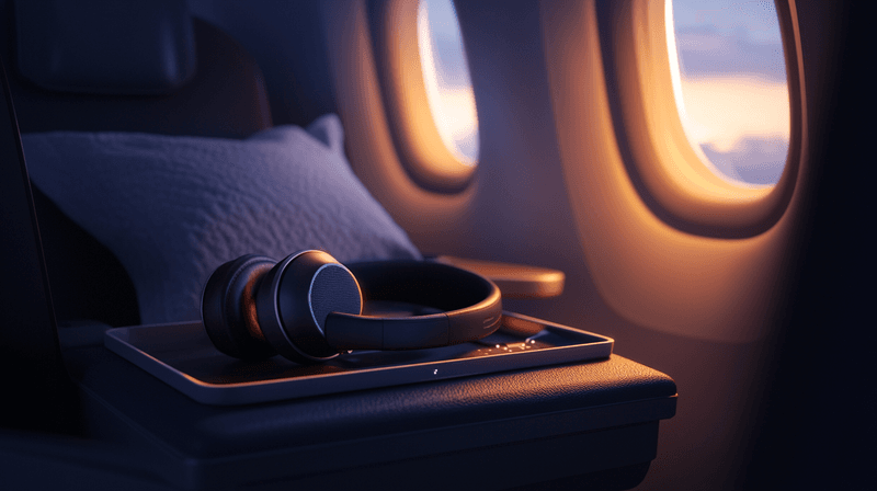 Noise-cancelling headphones or earbuds (to make airports + planes feel calmer)