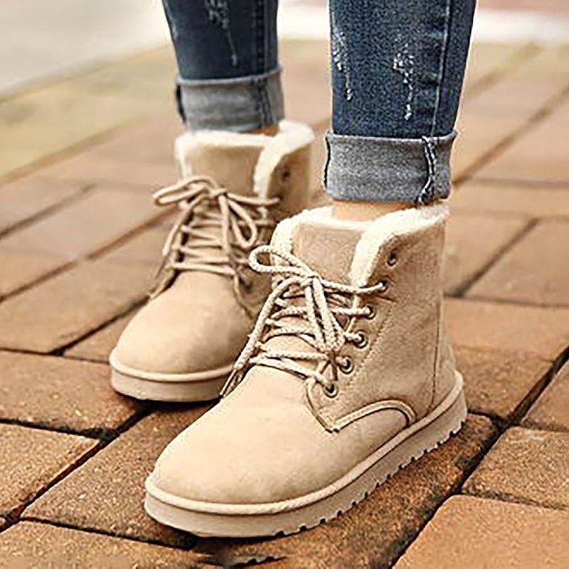 Casual Lace-Up Snow Booties