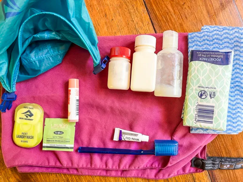 Lightweight Towel and Toiletries