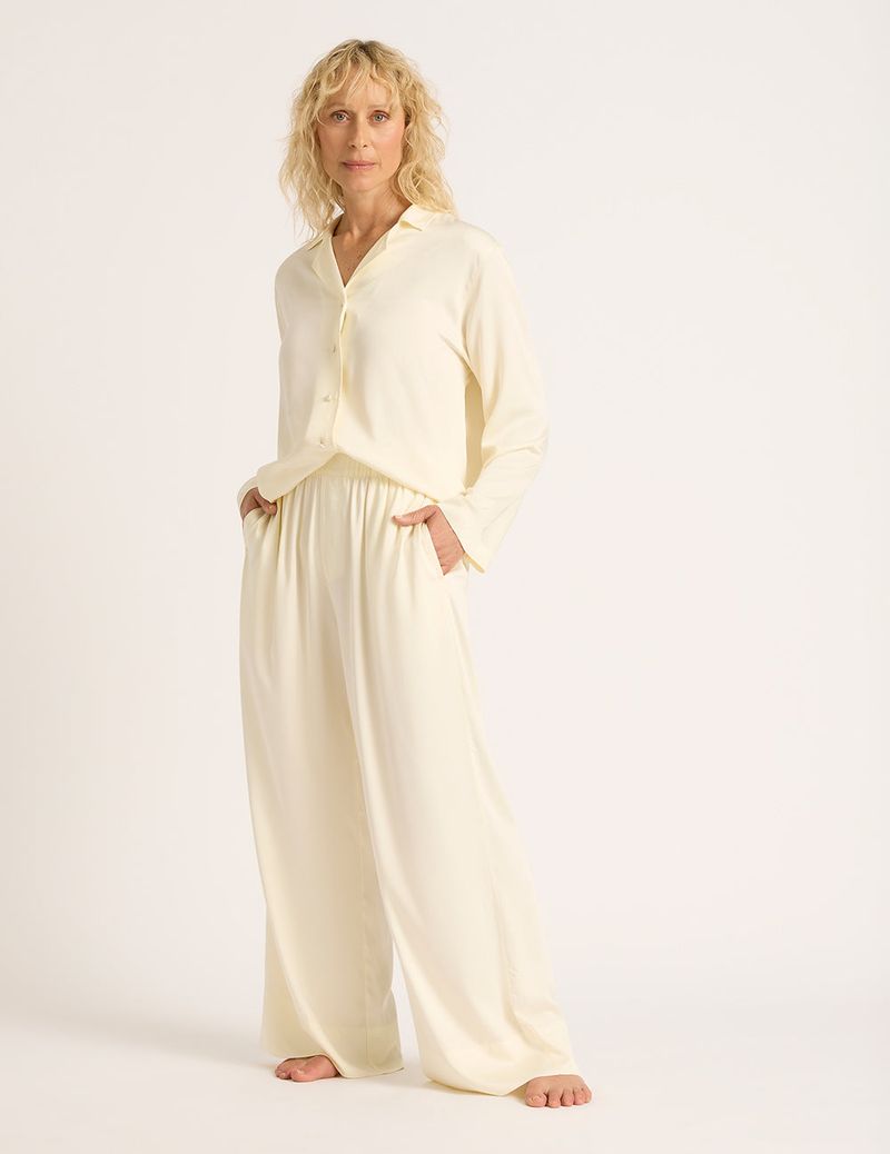 Boody Vegan Silk Long Sleeve Sleep Shirt & Wide Leg Pant Set