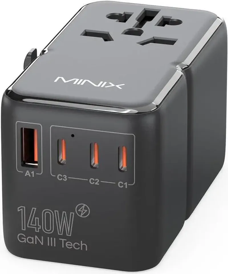 Universal travel adapter with USB-C PD