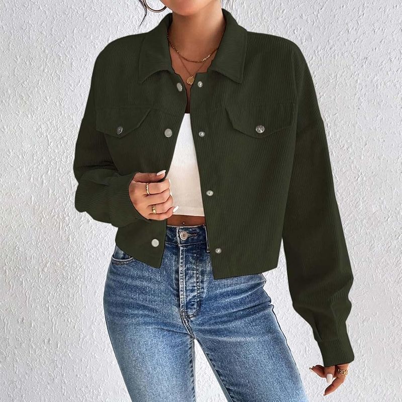 Zeagoo Cropped Corduroy Shacket