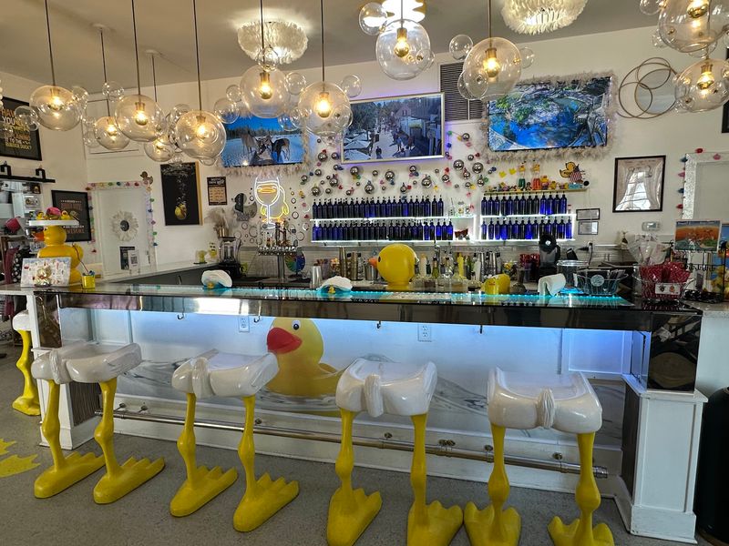 Duck-Butt Stools and a Flowing Bar Top