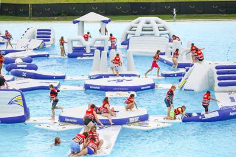 Floating Obstacle Course That Tests the Whole Family Floating Obstacle Course That Tests the Whole Family