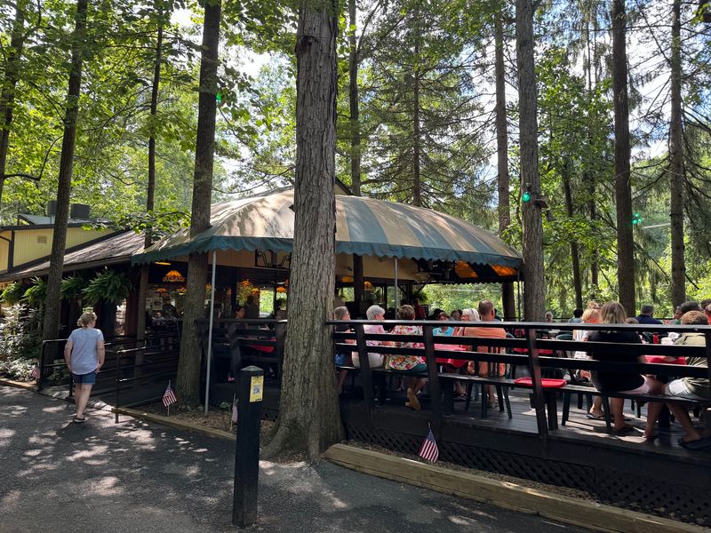 Shaded outdoor seating makes the whole visit better