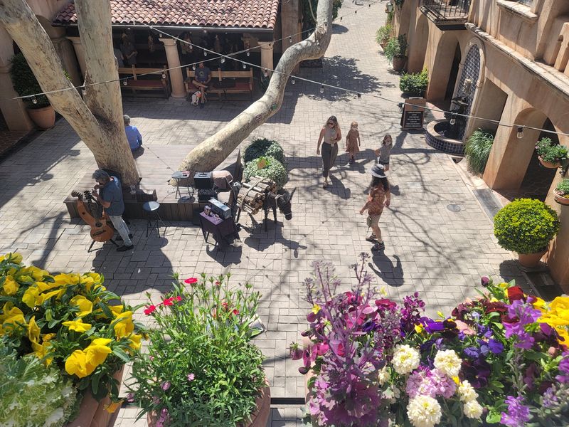 Patio Tables Between the Archways