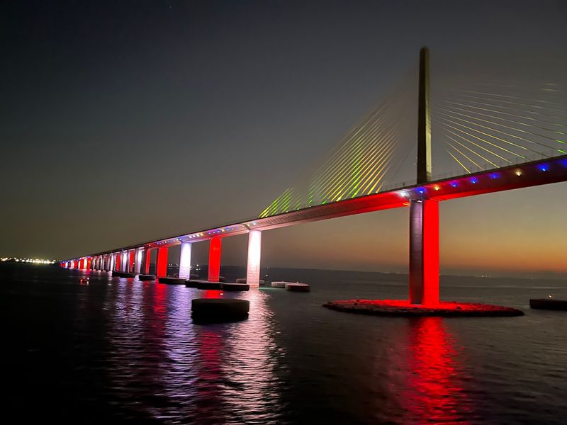 After Dark, the Bridge Lights Up
