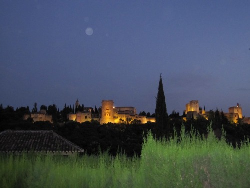 View of the Alhambra at night | Visiting the Alhambra with Kids via We3Travel.com