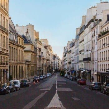 Paris street scene with cars parked