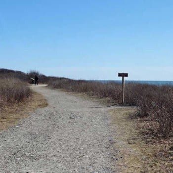 Hiking in Rhode Island path at Sachuest Point Wildlife Refuge
