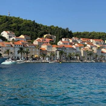 houses along harbor in Korcula
